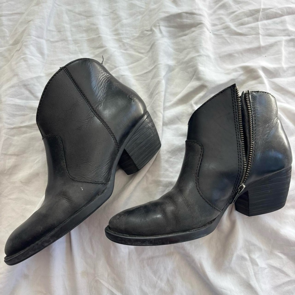 Born Black Leather Ankle Booties